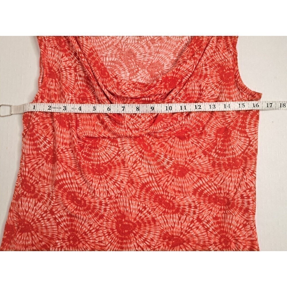 MICHAEL Kors Orange Tye-Dye Scoop Neck Sleeveless Blouse, Size L - Picture 4 of 5